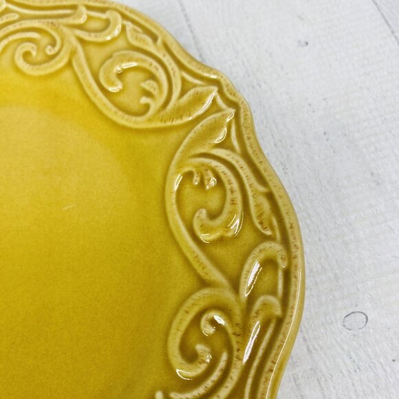 Chris Madden JC Penny CORVELLA GOLD  Scrolls Stoneware Salad Lunch Plates Set 4 - Picture 12 of 16